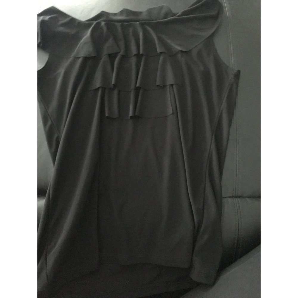 Black semi over the shoulders shirt with ruffles